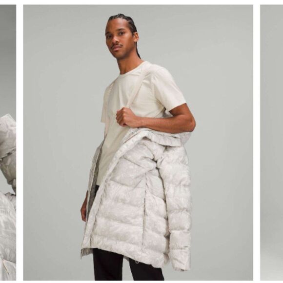 Lululemon Down Puffer Jacket Size L Maple Metamorphosis Light Neutral Multi - Picture 14 of 16